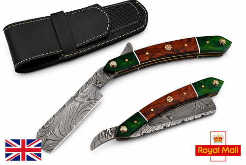 Damascus steel straight razor - steel,